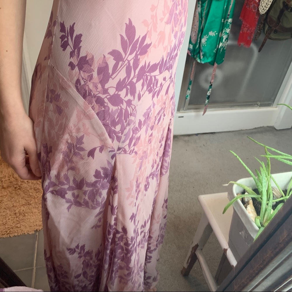 Jones NY silk floral flutter maxi dress pink lilac - Picture 9 of 12